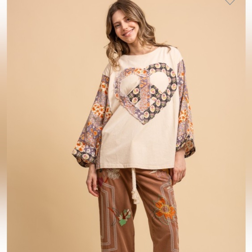 Bluevelvet Floral Patchwork Kimono Sleeve Top - Picture 5 of 5